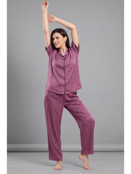 JULIANA DREAM - Women Mauve Satin Shirt with Pyjama