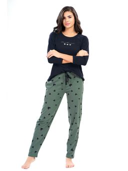 LOTIK - Women Blue Cotton Top with Pyjama