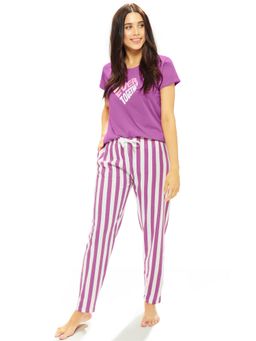 LOTIK - Women Pink Cotton T-Shirt with Pyjama