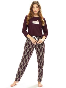 LOTIK - Women Maroon Cotton Top with Pyjama