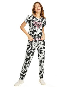 LOTIK - Women Black Cotton T-Shirt with Pyjama
