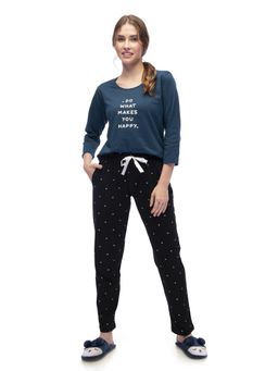LOTIK - Women Teal Cotton Top with Pyjama