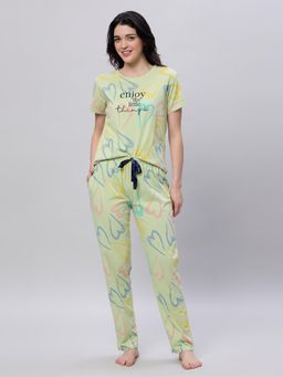 LOTIK - Women Green Cotton Top with Pyjama