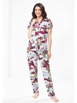 LOTIK - Women Multi-Colour Cotton Shirt with Pyjama
