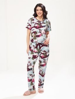 LOTIK - Women Multi-Colour Cotton Top with Pyjama