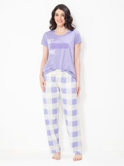 LOTIK - Women Purple Cotton Top with Pyjama