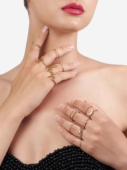 Zaveri Pearls - Set of 15 Gold Tone Contemporary Classy Stackable Rings-ZPFK13814