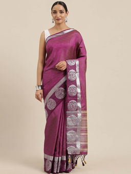 Mimosa - Women Kanjivaram Silk Saree With Unstitched Blouse