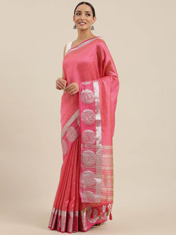 Mimosa - Women Kanjivaram Silk Saree With Unstitched Blouse