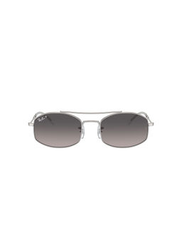 Ray-Ban - Oval Sunglasses With Silver Frame In Grey Lens - 0Rb3719