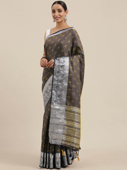 Mimosa - Women Kanjivaram Silk Saree With Unstitched Blouse