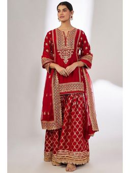 Gopi Vaid - Marigold Brocade Short Garara Set