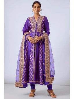 Gopi Vaid - Marigold Brocade FO Set with Churidar-Elli AvrRam