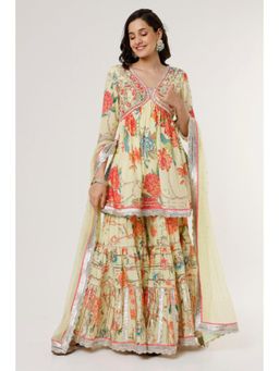 Gopi Vaid - Arira V neck peplum sharara Set