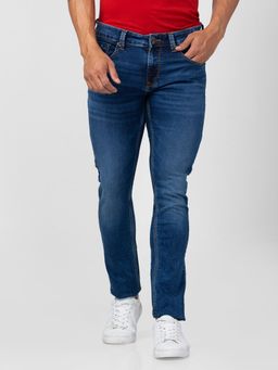 Spykar - Men Mid Blue Cotton Slim Fit Narrow Length Jeans (Skinny)