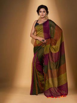 Beatitude - Multicolor Cotton Woven Saree with Unstitched Blouse