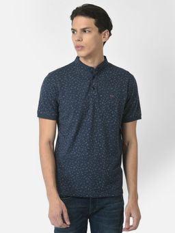 CRIMSOUNE CLUB - Men Navy Blue T-Shirt with Abstract Print