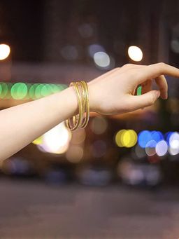 Yellow Chimes - Set Of 5 Gold-Plated Glitter Filled Jelly Silicone Bangles