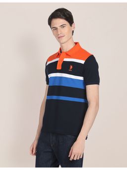U.S. POLO ASSN. - Multi Horizontal Striped Pique Polo T-Shirt