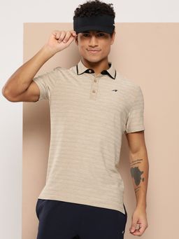 Alcis - Beige Men Printed Polo Collar Golf T-Shirt