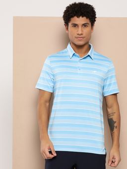 Alcis - Blue Men Striped Polo Collar Dry Tech Golf T-Shirt