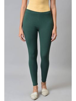 W - Green Solid Leggings