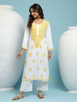 House of Chikankari - Chikankari Woven Long Kurta