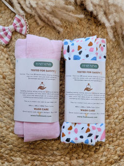 HALEMONS - Multi-Color Pure Muslin Polka Dot Baby Essential Swaddles (Pack of 2)