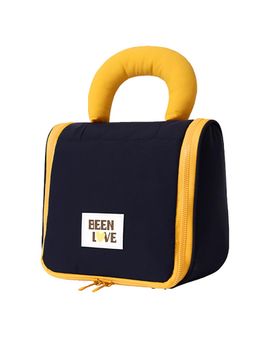 House of Quirk - Navy Blue Hanging Toiletry Bag for Women Multiple Compartments & Padded Handle