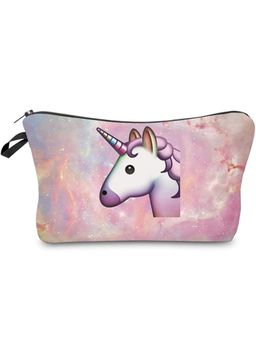 House of Quirk - Pink Unicorn Makeup Bag for Women and Girls Cute Travel Cosmetic Pouch