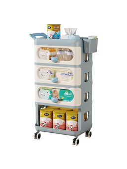 House of Quirk - Baby Dresser Storage Trolley Plastic Rolling Cart with Drawers - Blue