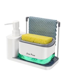 House of Quirk - White 5 in 1 Kitchen Soap Dispenser Set with Tray5-in-1 Soap Dispenser Set with Tray