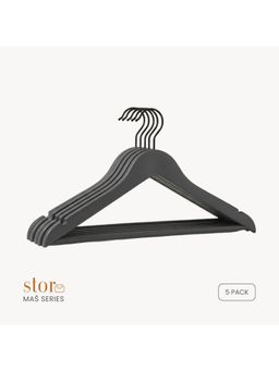 STOR - Wooden Shirt Hanger with Ribbed Bar- Ash Gray