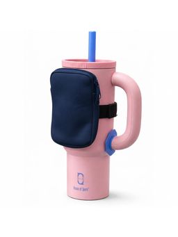 House of Quirk - Navy Blue Water Tumbler Carrier Bag with Adjustable Strap for Cards Key