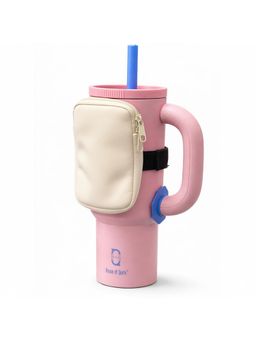 House of Quirk - Beige Water Tumbler Carrier Bag with Adjustable Strap for Cards Key