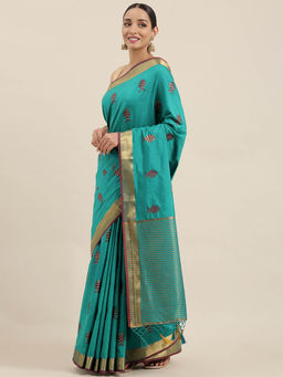 Mimosa - Women Kanjivaram Silk Saree With Unstitched Blouse