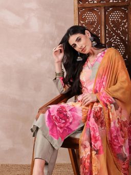 Vaamsi - Women Multi Rayon Blend Floral Printed Straight Kurta Pants with Dupatta (Set of 3)