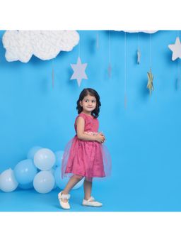 TotzTouch - Baby Girls PinTuck Pleated Net Frock-Pink