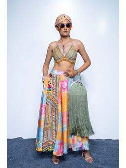 RISHI & VIBHUTI - Multicolor Marigold First Look Printed Bralette and Skirt