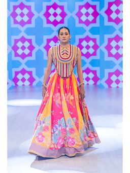 RISHI & VIBHUTI - Orchid Printed Lehenga with Top