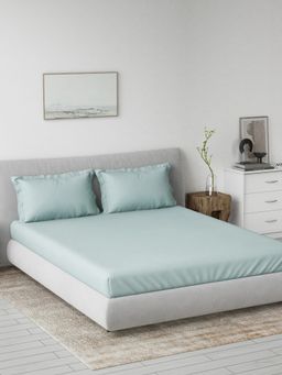 Ddecor Live Beautiful - 100% Cotton Spectrum Solid 180Tc Super King Bedsheet with 2 Pillow Cover Blue