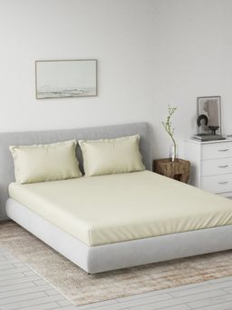 Ddecor Live Beautiful - 100% Cotton Spectrum Solid 180Tc Super King Bedsheet with 2 Pillow Cover Beige