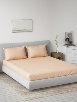 Ddecor Live Beautiful - 100% Cotton Spectrum Solid Super King Bedsheet with 2 Pillow Cover Orange