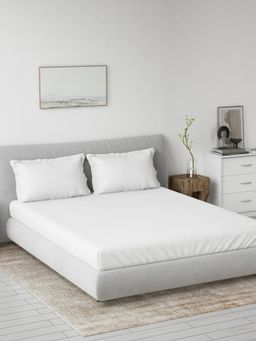 Ddecor Live Beautiful - 100% Cotton Spectrum Solid 180Tc Super King Bedsheet with 2 Pillow Cover White