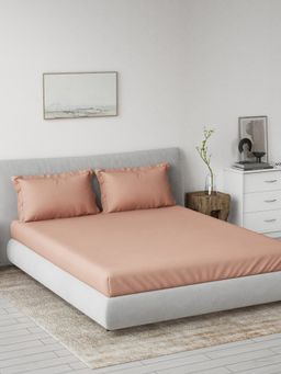 Ddecor Live Beautiful - 100% Cotton Spectrum Solid 180Tc Super King Bedsheet with 2 Pillow Cover Brown