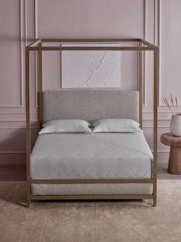 Ddecor Live Beautiful - 100% Cotton Jacquard Geometric Super King Bedsheet with 2 Pillow Cover Grey