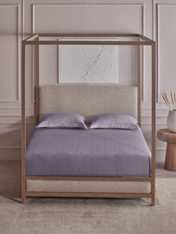 Ddecor Live Beautiful - 100% Cotton Jacquard Geometric Superking Bedsheet with 2 Pillow Cover Purple