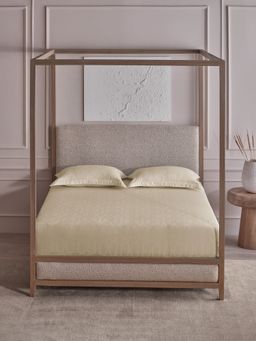 Ddecor Live Beautiful - 100% Cotton Jacquard Geometric Superking Bedsheet with 2 Pillow Cover Beige