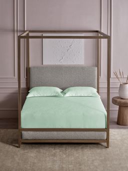 Ddecor Live Beautiful - 100% Cotton Jacquard Geometric Superking Bedsheet with 2 Pillow Cover Green