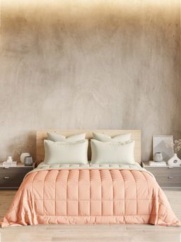 Ddecor Live Beautiful - 100% Cotton Creme Collection Reversible Ac Room Plain King Quilt Orange